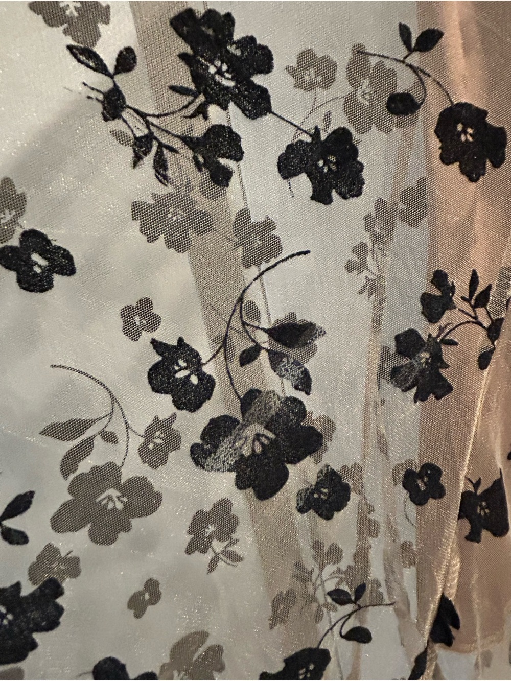 Beige Floral Velvet-Embroidered Midi Skirt - Picture 5 of 5